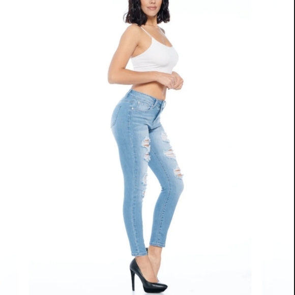 Enjean Destructed High Rise Ankle Skinny Jeans - Picture 3 of 9